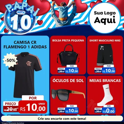 Modelo de Rede Social para Feed Facebook com o tema Papai Nota 10 para Roupas e acessórios