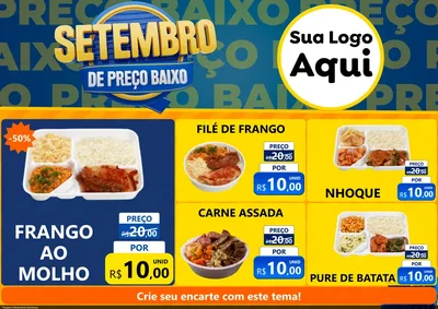 Modelo de Encarte para Encarte A4 Horizontal com o tema Setembro De Preço Baixo para Restaurante