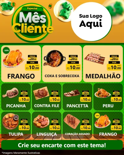 Modelo de Rede Social para Feed Instagram com o tema Especial Mês do Cliente para Assados