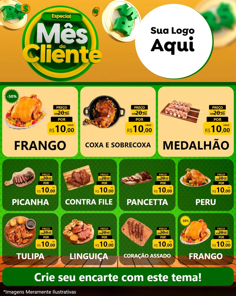 Modelo de Rede Social para Feed Instagram com o tema Especial Mês do Cliente para Assados