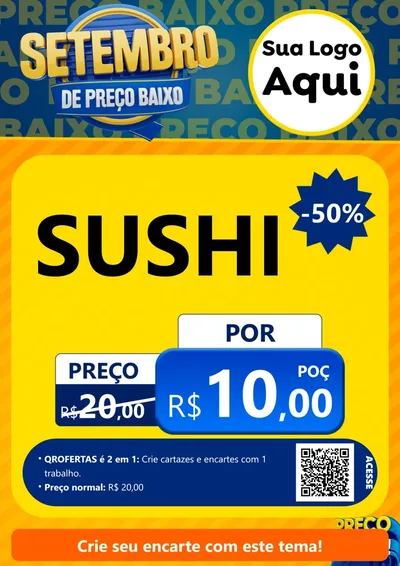 Modelo de Cartaz para Cartaz A4 Vertical com o tema Setembro De Preço Baixo para Comida japonesa