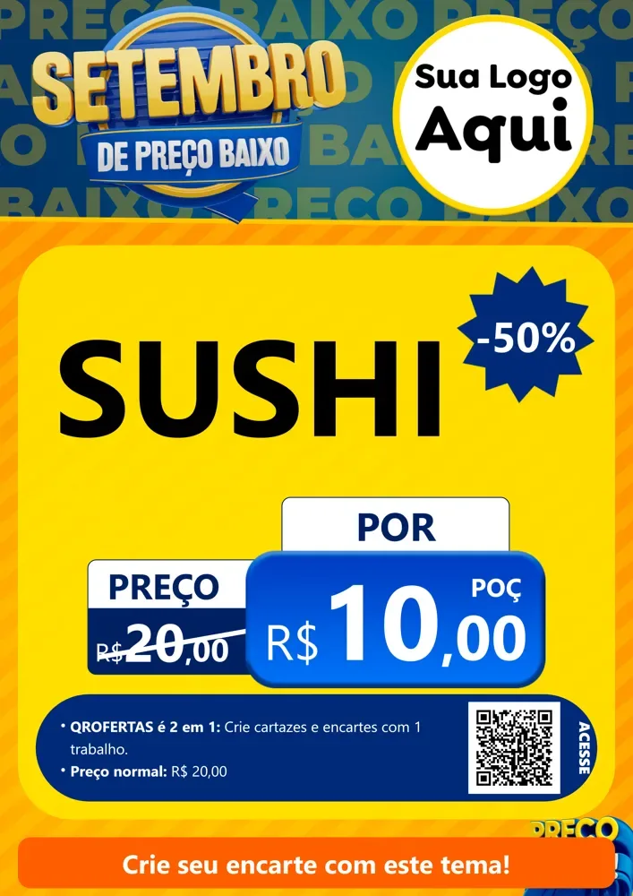 Modelo de Cartaz para Cartaz A4 Vertical com o tema Setembro De Preço Baixo para Comida japonesa