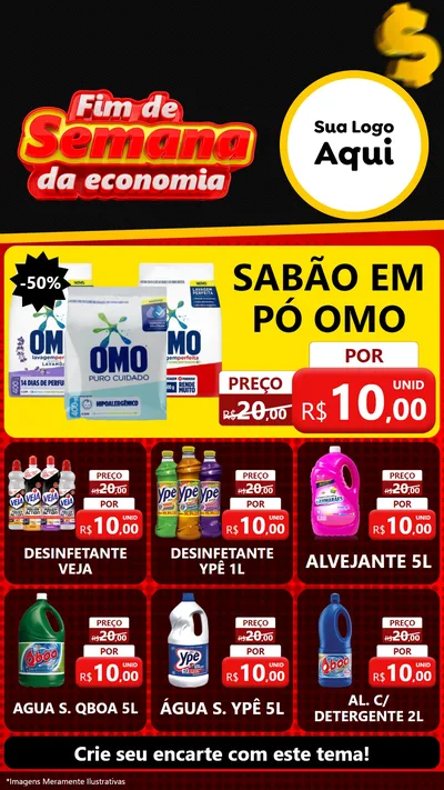 Modelo de Rede Social para Stories com o tema Fim de Semana da Economia para Produtos de Limpeza