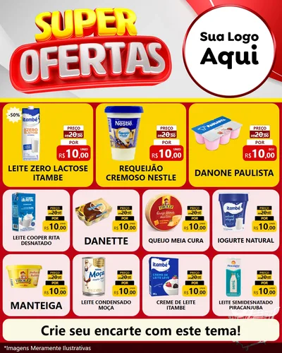 Modelo de Rede Social para Feed Instagram com o tema Super Ofertas para Frios e Laticínios