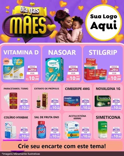 Modelo de Rede Social para Feed Instagram com o tema Dia das Mães para Farmácia