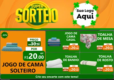 Modelo de Encarte para Encarte A4 Horizontal com o tema Super Sorteio para Cama, Mesa e Banho