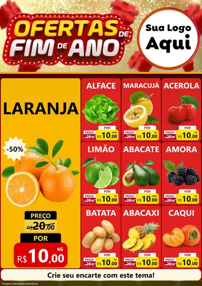 Modelo de Encarte para Encarte A4 Vertical com o tema Ofertas de Fim de Ano para Hortifrúti