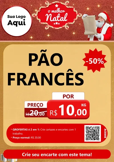 Modelo de Cartaz para Cartaz A4 Vertical com o tema O Melhor Natal para Padaria