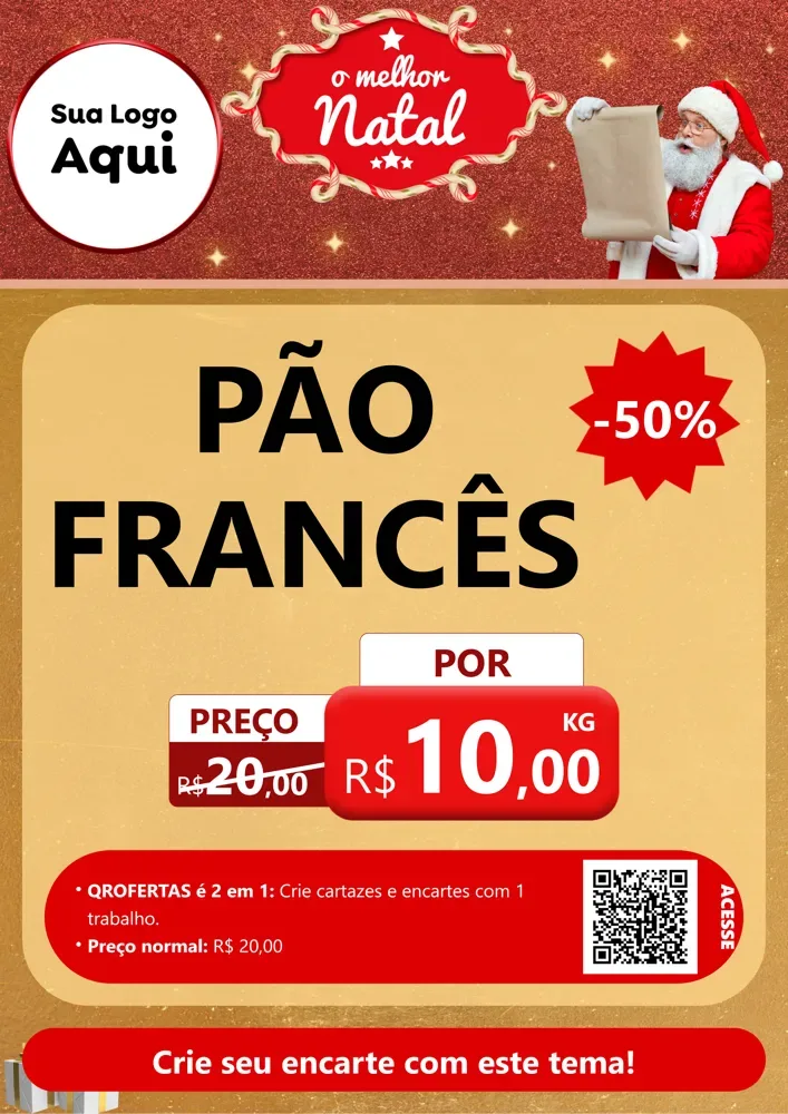 Modelo de Cartaz para Cartaz A4 Vertical com o tema O Melhor Natal para Padaria