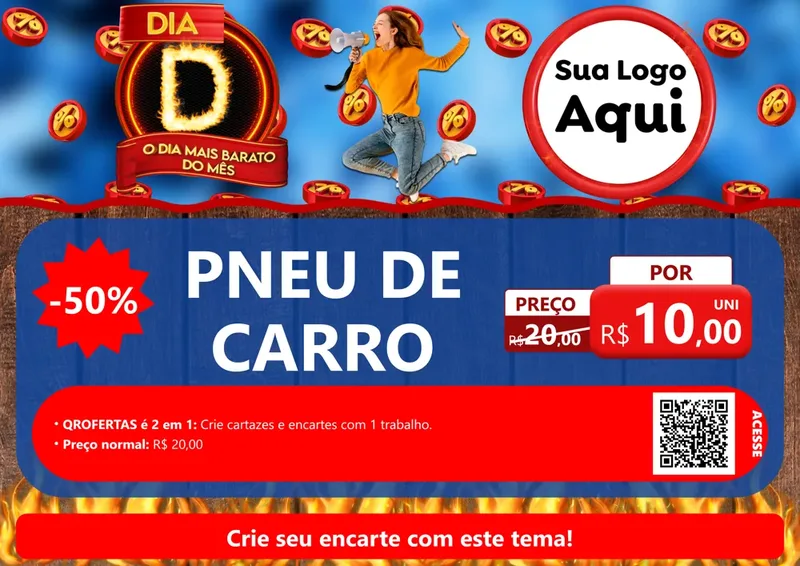 Modelo de Cartaz para Cartaz A4 Horizontal com o tema Dia D - O Dia Mais Barato Do Mês para Auto peças