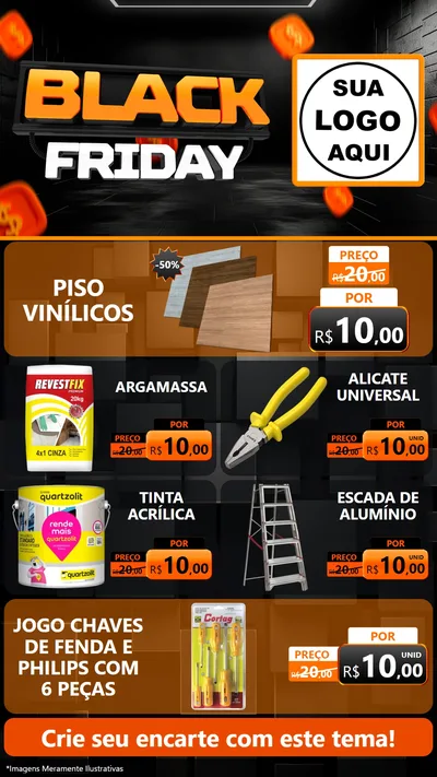 Modelo de TV para TV Vertical com o tema Black Friday para Material para Construção