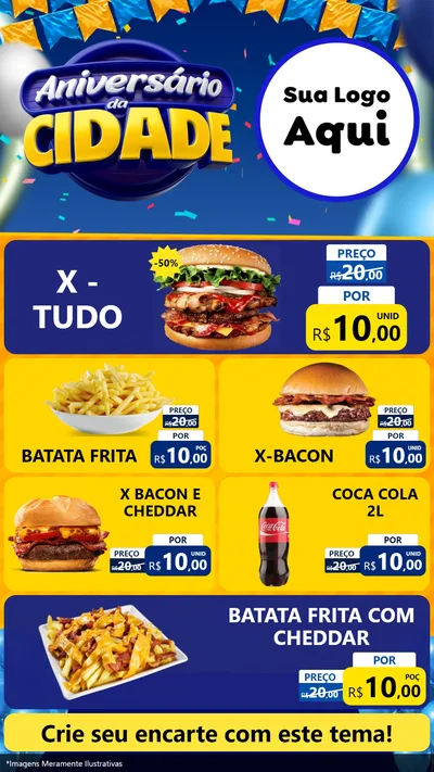 Modelo de TV para TV Vertical com o tema Aniversário da Cidade para Hamburgueria