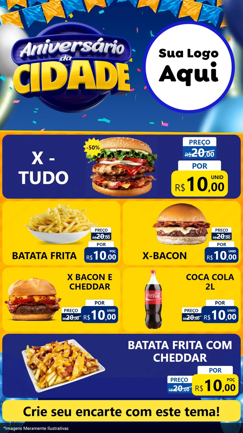 Modelo de TV para TV Vertical com o tema Aniversário da Cidade para Hamburgueria