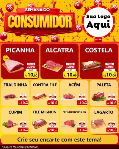 Modelo de Rede Social para Feed Instagram com o tema Semana do Consumidor para Açougue
