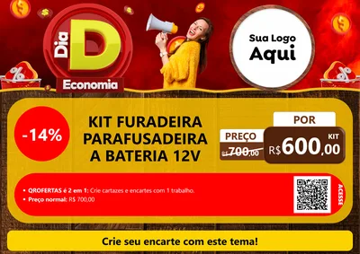 Modelo de Cartaz para Cartaz A4 Horizontal com o tema Dia D Economia para Maquinas e Ferramentas