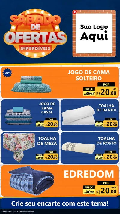 Modelo de TV para TV Vertical com o tema Sábado de Ofertas Imperdíveis para Cama, Mesa e Banho