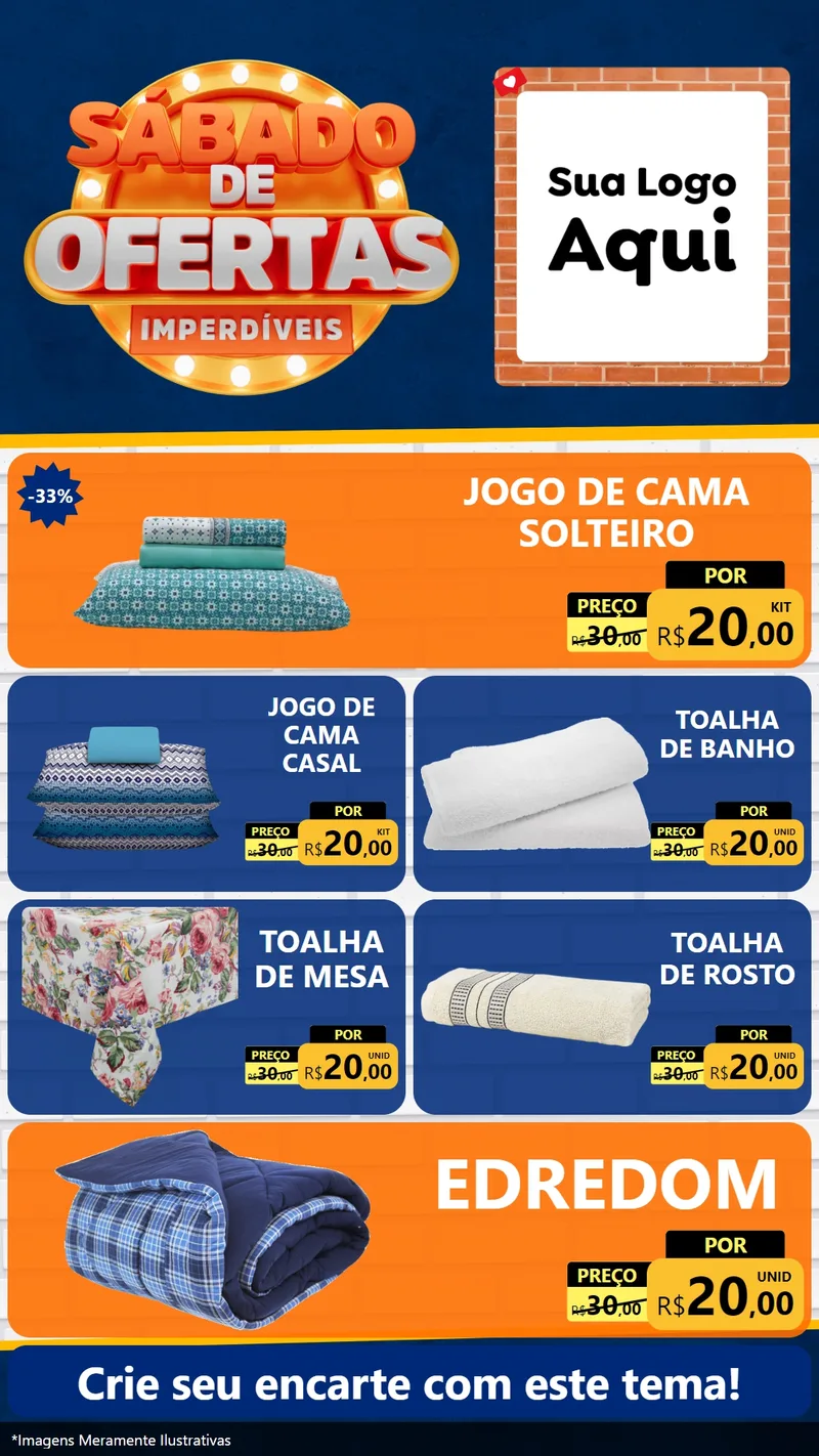 Modelo de TV para TV Vertical com o tema Sábado de Ofertas Imperdíveis para Cama, Mesa e Banho