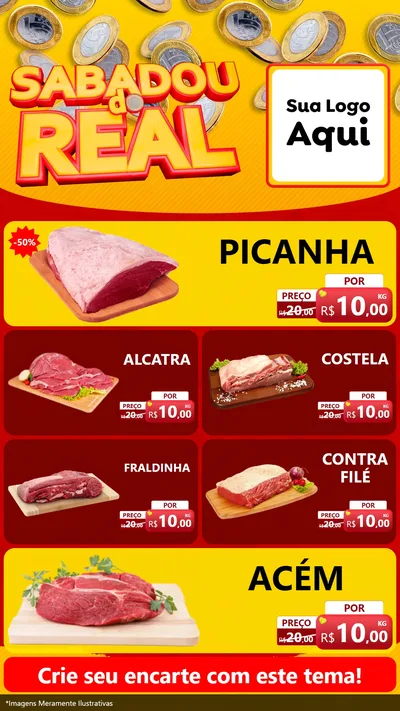Modelo de TV para TV Vertical com o tema Sabadou do Real para Açougue