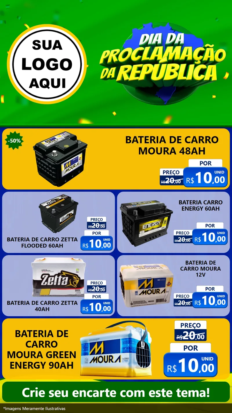 Modelo de TV para TV Vertical com o tema Dia Da Proclamação Da República para Baterias Elétricas