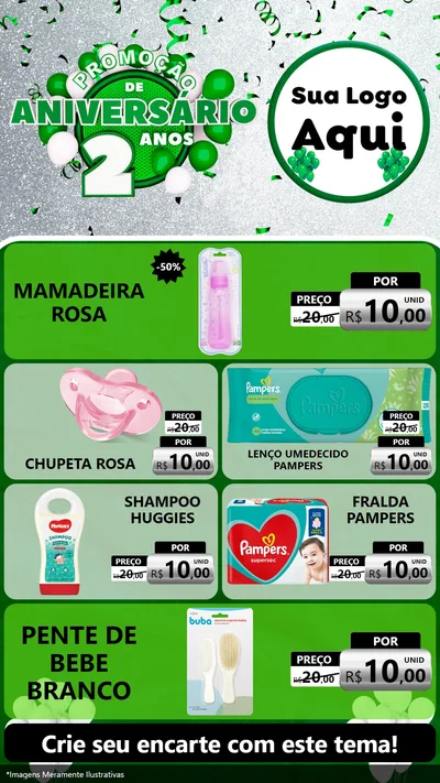 Modelo de TV para TV Vertical com o tema Promoção de Aniversário - 2 Anos para Bebês