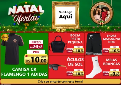 Modelo de Encarte para Encarte A4 Horizontal com o tema Natal de Ofertas para Roupas e acessórios