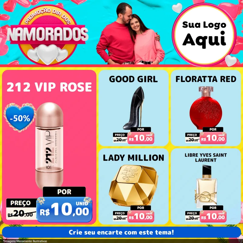 Modelo de Rede Social para Feed Facebook com o tema Promoção Dia dos Namorados para Perfumes