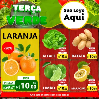 Modelo de Rede Social para Feed Facebook com o tema Terça Verde para Hortifrúti