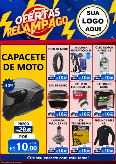 Modelo de Encarte para Encarte A4 Vertical com o tema Ofertas Relâmpago para Moto peças