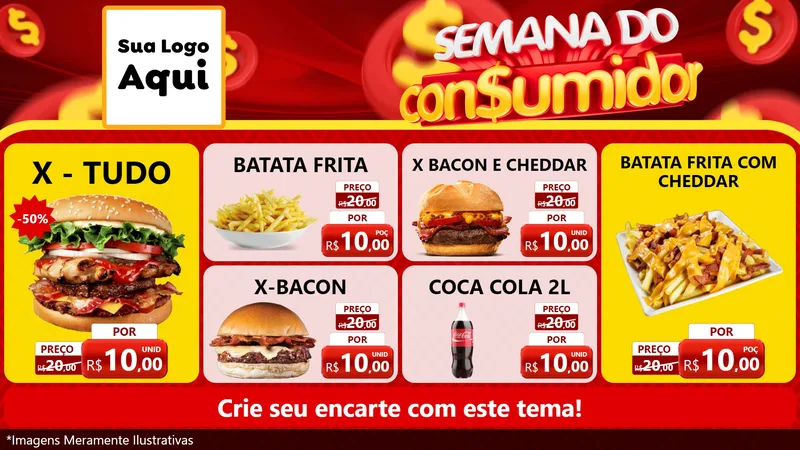 Modelo de TV para TV Horizontal com o tema Semana do Consumidor para Hamburgueria