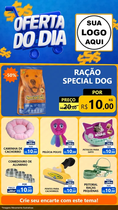 Modelo de Rede Social para Stories com o tema Oferta do Dia para Pet Shop