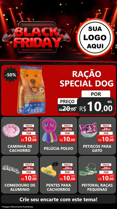 Modelo de Rede Social para Stories com o tema Black Friday para Pet Shop