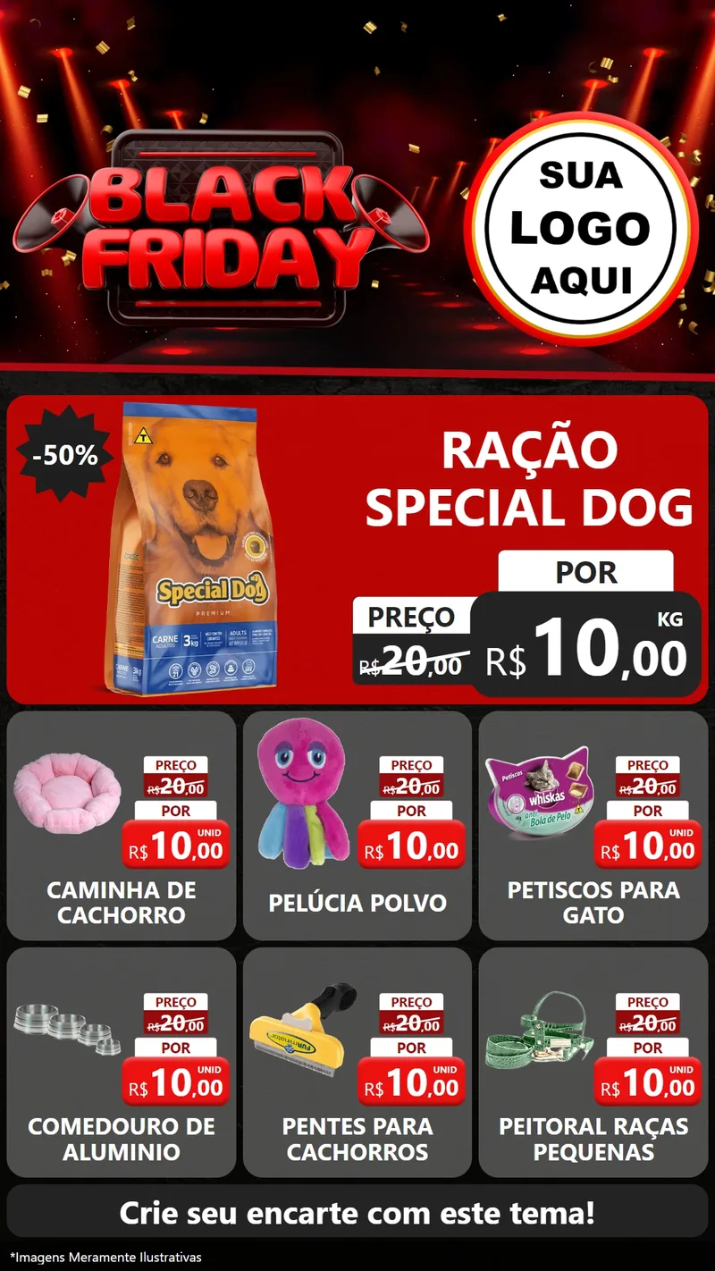 Modelo de Rede Social para Stories com o tema Black Friday para Pet Shop