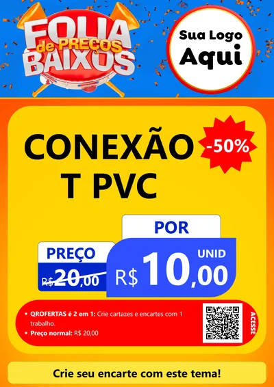 Modelo de Cartaz para Cartaz A4 Vertical com o tema Folia de Preços Baixos para Tubos e conexões