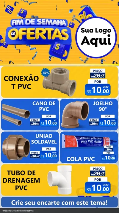 Modelo de TV para TV Vertical com o tema Fim de Semana de Ofertas para Tubos e conexões