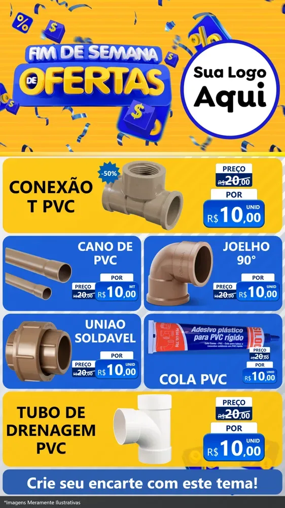Modelo de TV para TV Vertical com o tema Fim de Semana de Ofertas para Tubos e conexões