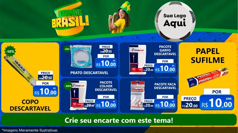 Modelo de TV para TV Horizontal com o tema Vamos Brasil - Copa para Embalagens