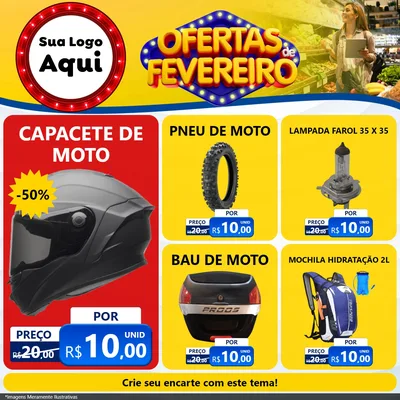 Modelo de Rede Social para Feed Facebook com o tema Ofertas de Fevereiro para Moto peças
