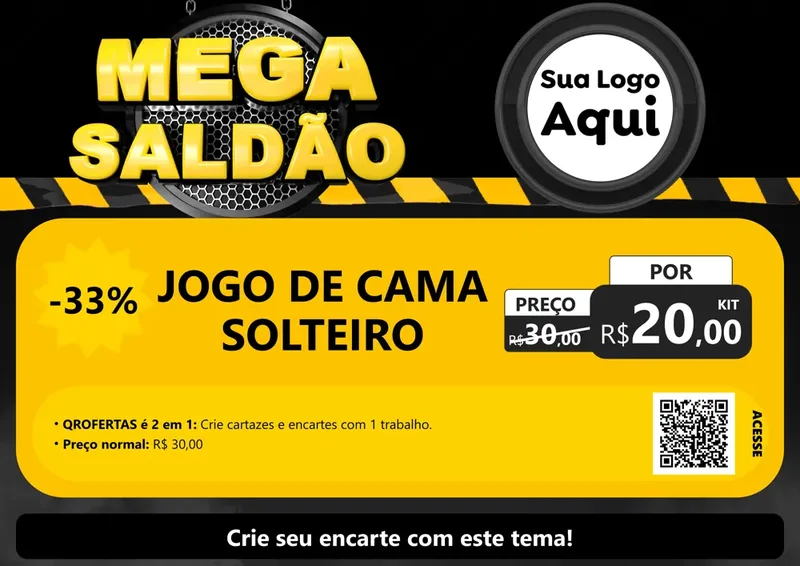 Modelo de Cartaz para Cartaz A4 Horizontal com o tema Mega Saldão para Cama, Mesa e Banho