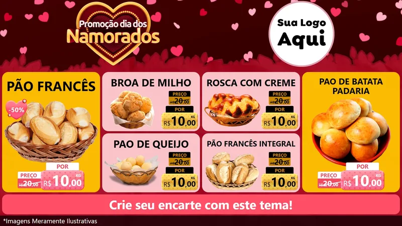 Modelo de TV para TV Horizontal com o tema Promoção Dia Dos Namorados para Padaria