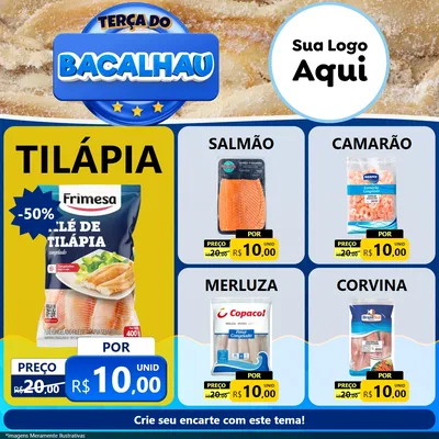 Modelo de Rede Social para Feed Facebook com o tema Terça do Bacalhau para Peixaria