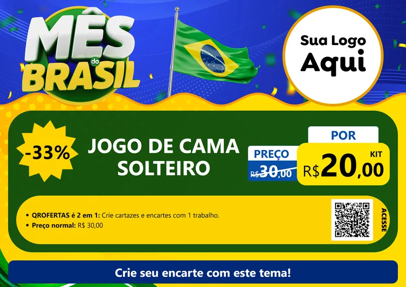 Modelo de Cartaz para Cartaz A4 Horizontal com o tema Mês do Brasil para Cama, Mesa e Banho