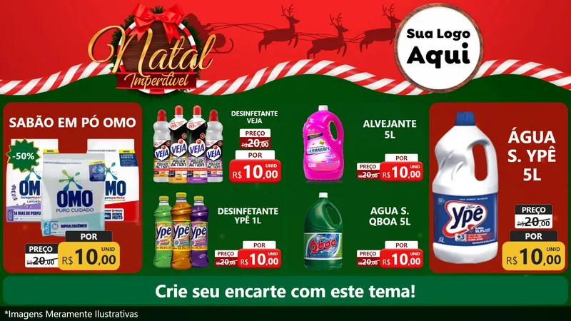 Modelo de TV para TV Horizontal com o tema Natal Imperdível para Produtos de Limpeza