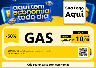 Modelo de Cartaz para Cartaz A4 Horizontal com o tema Aqui Tem Economia Todo Dia para Água e gás