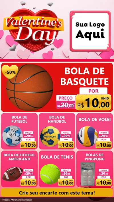 Modelo de Rede Social para Stories com o tema Valentine's Day para Artigos Esportivos
