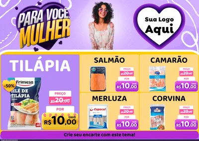 Modelo de Encarte para Encarte A4 Horizontal com o tema Para Você, Mulher para Peixaria