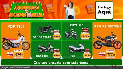 Modelo de TV para TV Horizontal com o tema Janeiro da Economia para Concessionaria de Motos