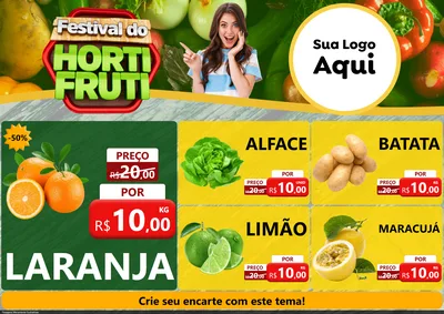 Modelo de Encarte para Encarte A4 Horizontal com o tema Festival do Hortifrúti para Hortifrúti