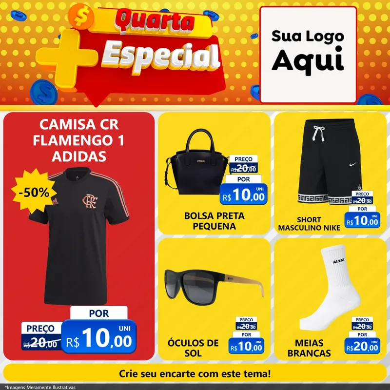 Modelo de Rede Social para Feed Facebook com o tema Quarta Mais Especial para Roupas e acessórios