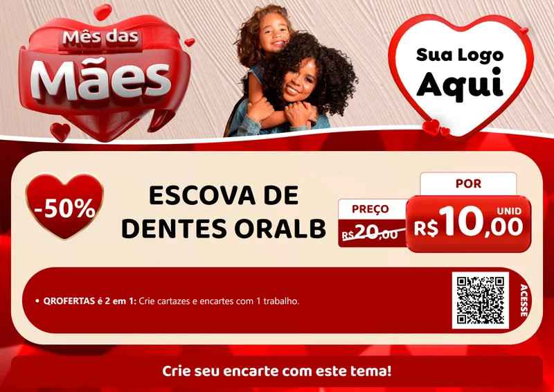 Modelo de Cartaz para Cartaz A4 Horizontal com o tema Mês das Mães para Higiene Pessoal