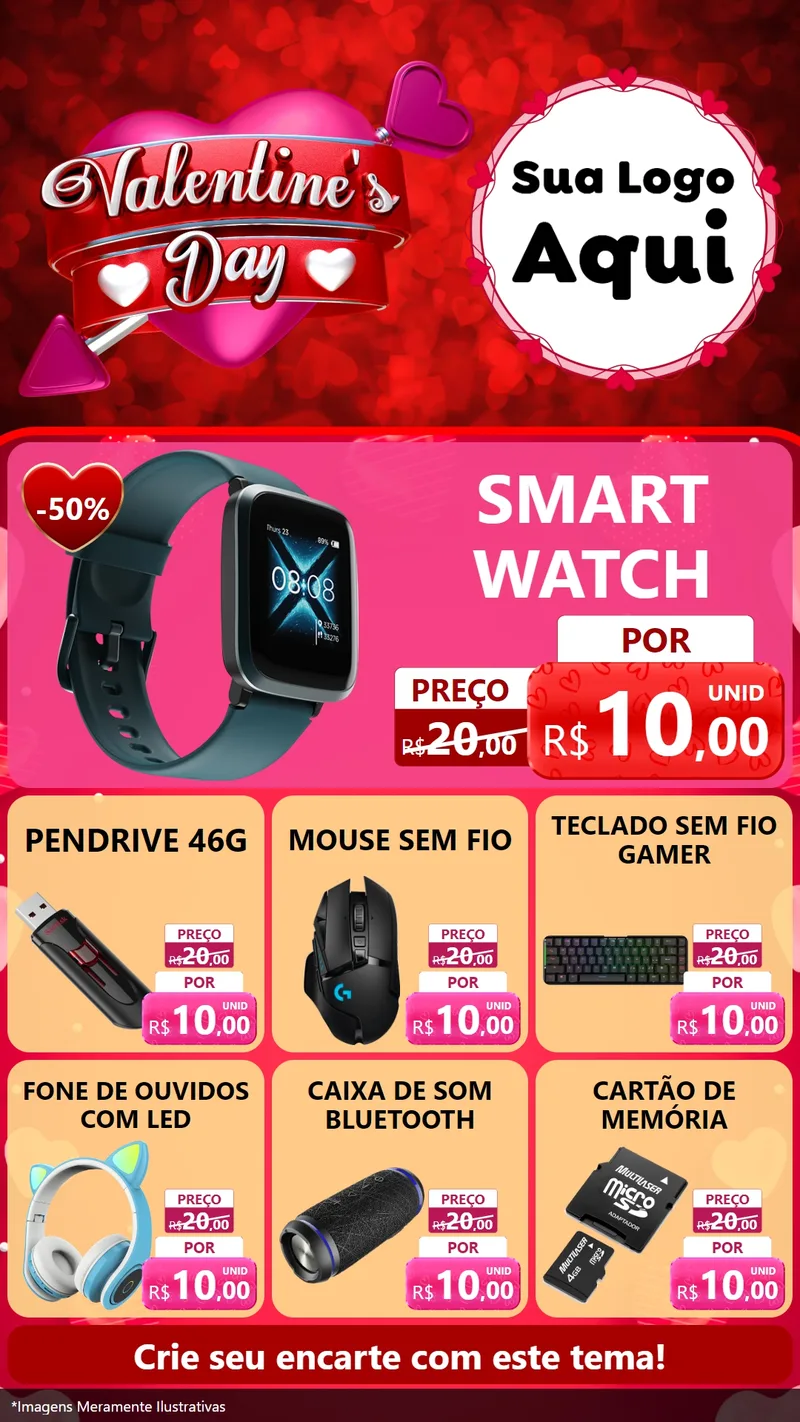 Modelo de Rede Social para Stories com o tema Valentine's Day para Informática
